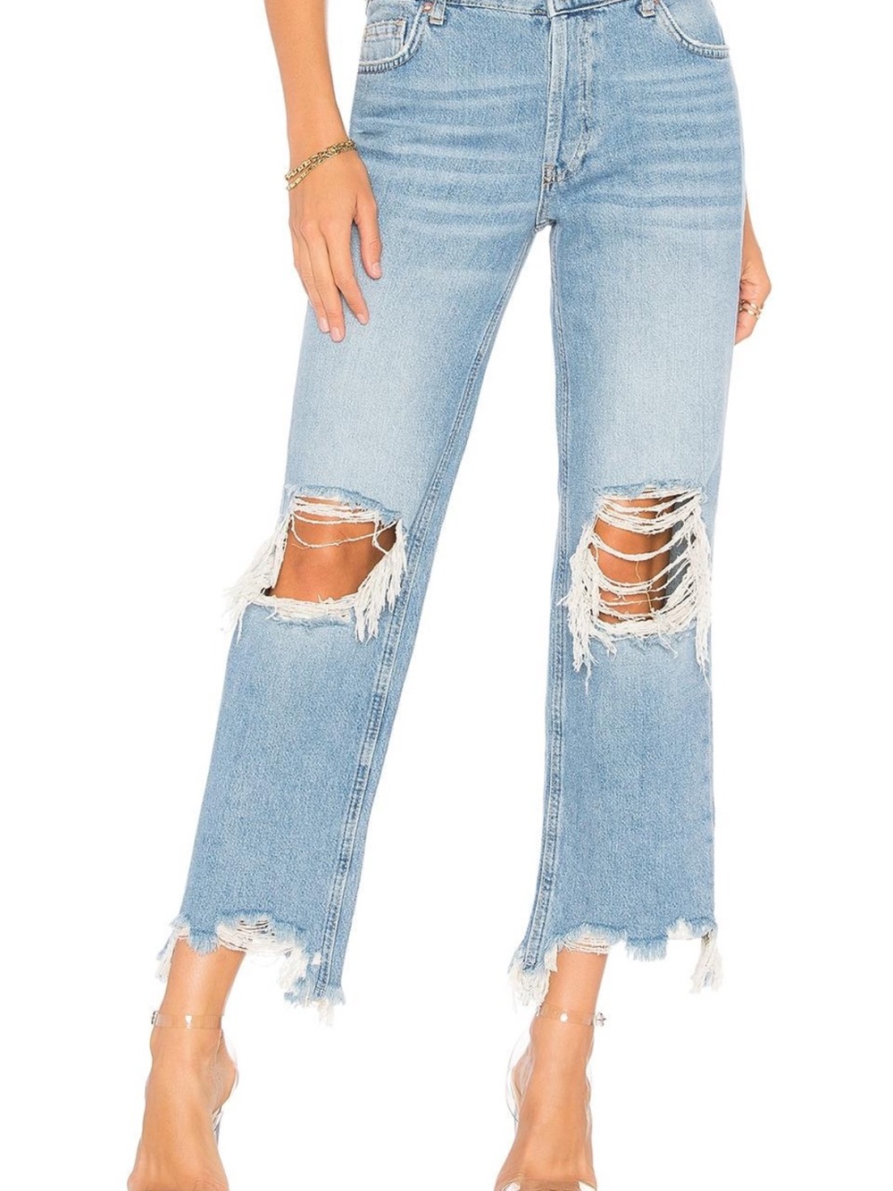 Free People We The Free Distressed Straight Leg Jeans